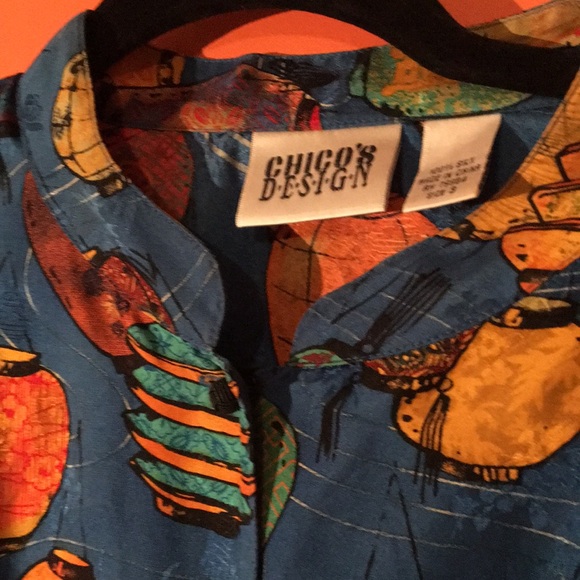 Chico’s Design Colorful Japanese Lantern Pattern Shirt Size 3/ Large 14/16 Plus - Picture 9 of 16